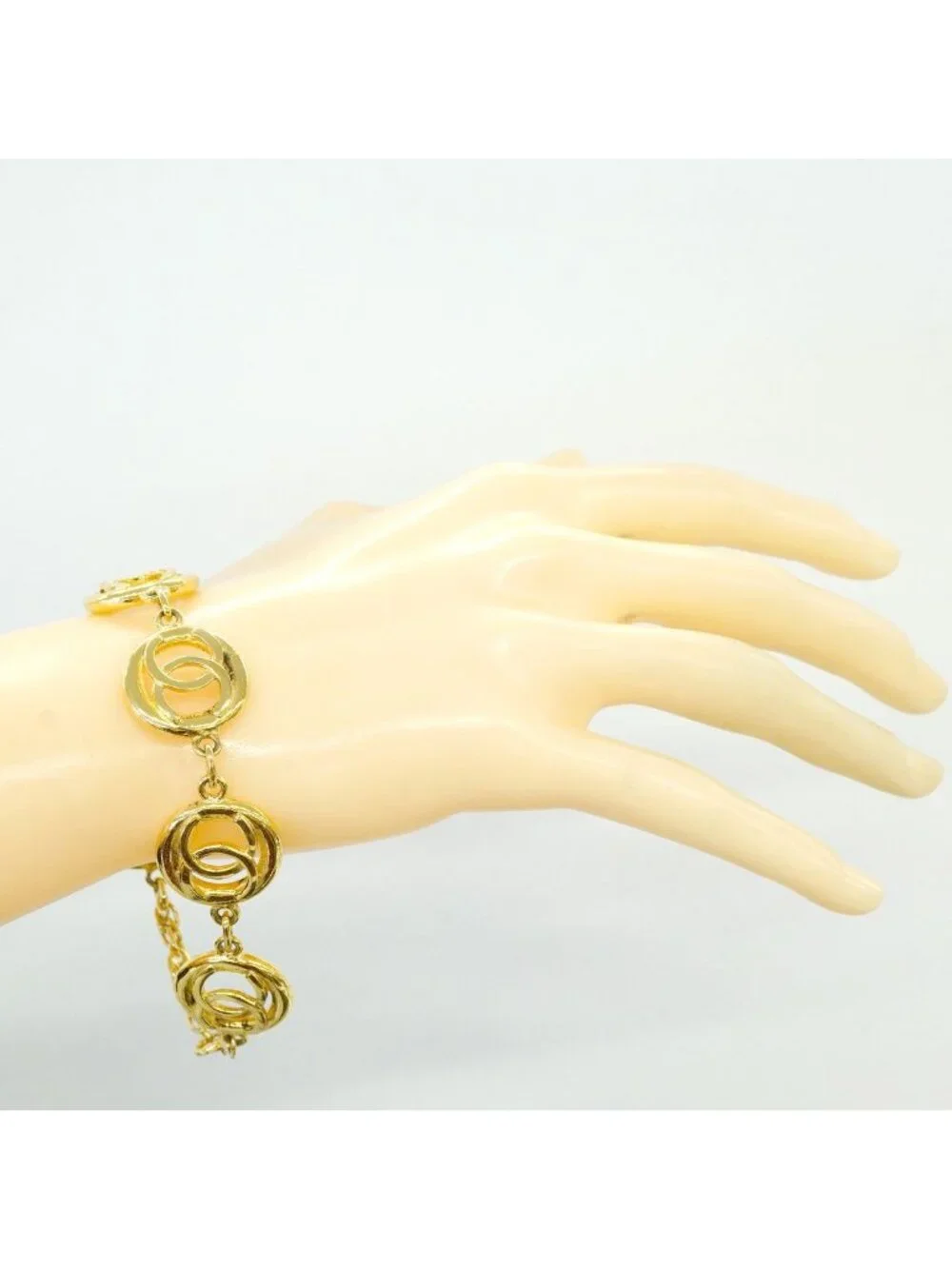 Chanel Bracelet Vintage CC Logo Round Circle Gold Plated